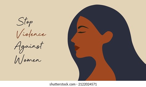 Stop violence against woman concept for the International Day for the Elimination of Violence against Women, woman crying face vector illustration