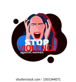 Stop violence against women concept design. Vector illustration.