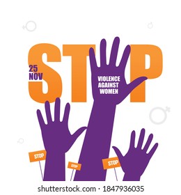 Diseño del logotipo "Stop Violence Against Women in the International Day for the Violence against Women Vector Illustration"
