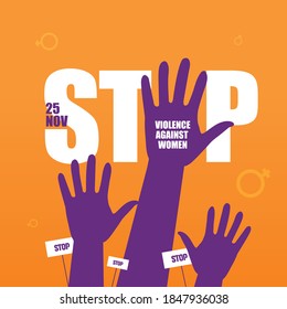 Diseño del logotipo "Stop Violence Against Women in the International Day for the Violence against Women Vector Illustration"
