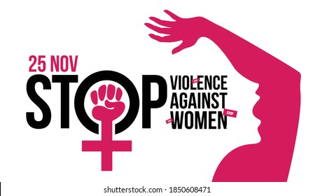 Diseño del logotipo "Stop Violence Against Women in the International Day for the Violence against Women Vector Illustration"
