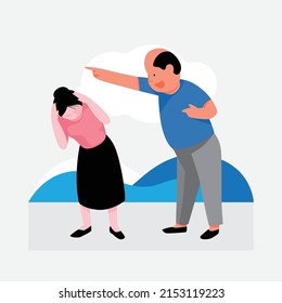 Stop violence against women, Men are scolding women, domestic violence, vector illustration and flat design.