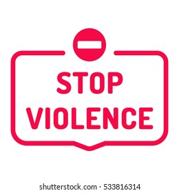 Stop violence. Badge with icon. Flat vector illustration on white background.