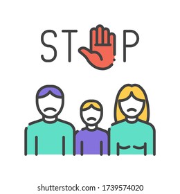 Stop violence color line icon. Protection of victims of bullying concept. Sign for web page, mobile app, button, logo. Editable stroke