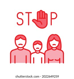 Stop violence color line icon. Protection of victims of bullying concept. Sign for web page, mobile app, button, logo. Editable stroke.