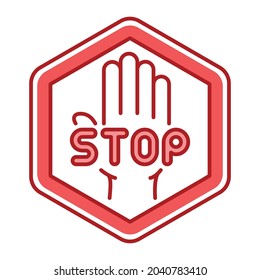 Stop Violence Color Line Icon. Protection Of Victims Of Bullying Concept.