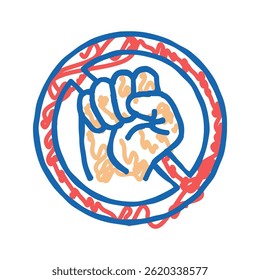 Vector de boceto de icono de doodle de Stop Violence. Ilustración de símbolo aislado