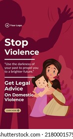 Stop violence get legal advice on domestic violence portrait template design. 