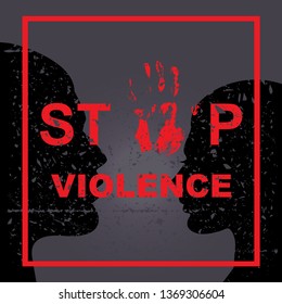 Stop violence hand sing concept. Vector illustration