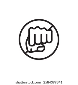 Stop violence icon black and white vector outline sign