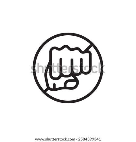 Stop violence icon black and white vector outline sign