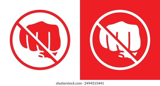 Stop violence icon Flat set in black and white color outline vector