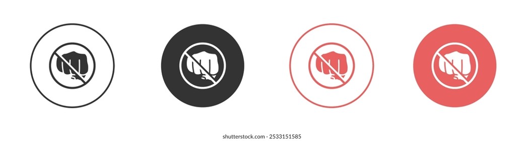 Stop violence icon Flat set in black and white color