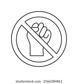 Stop Violence Line Icon. Editable Stroke Vector Icon.