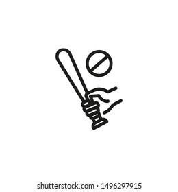 Stop violence line icon. Hand, bat, stop sign. Protesting people concept. Vector illustration can be used for topics like protest, human rights, meeting