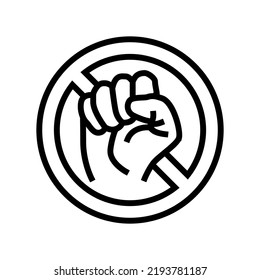 Stoppen der Gewalt Linie Symbol Vektorgrafik. Schluss mit dem Gewaltschild. isoliertes Kontursymbol