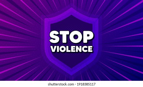 Mensaje para detener la violencia. Proteger el fondo del escudo. Cita de protesta de la manifestación. Lema activista de la revolución. Banner de escudo fuerte. Seguridad de la defensa. Mensaje para detener la violencia. Vector