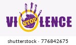 Stop violence sign. Creative social vector design element concept. May be used for human rights theme. Hand Print. Grunge logo.
