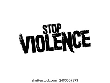 Stop Violence stamp grunge red on white background. Print vector design.