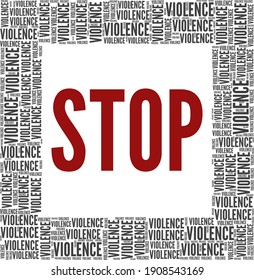 Stop Violence Vector Illustration Word Cloud Stock Vector (Royalty Free ...