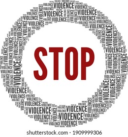 Stop the violence vector illustration word cloud isolated on a white background.