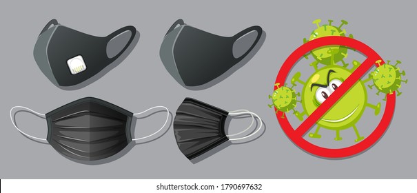 Stop virus by wearing mask illustration