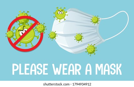 Stop virus by wearing mask illustration