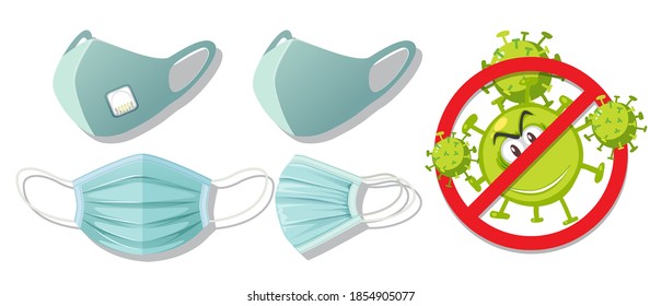 Stop virus by wearing mask illustration