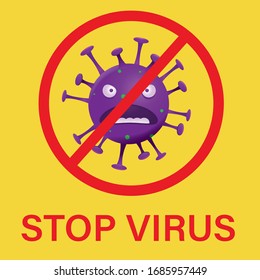 Stop Virus Cartoon Character Vector Illustration, Corona virus pandemic, ncov19, Stay At Home and Againts Virus