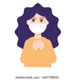 Stop Virus concept vector illustration. Woman doctor in mask. Shield and mask protection from viruses infection micro bacteria character. China coronavirus danger organism. Patogen epidemic.