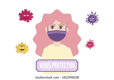Stop Virus concept vector illustration. Woman doctor in mask.