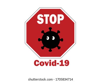 STOP virus Covid-19 or Coronavirus sign icon on white background