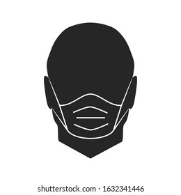 Stop virus COVID-19. Vector icon - man face with mask. Breathing mask to prevent virus and diseases.
