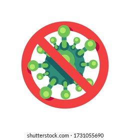 Stop virus flat icon. SARS-CoV-2 novel coronavirus prevention vector illustration.