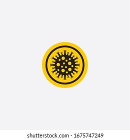 Stop virus illustration design vector.  Abstract bacterial symbol. Virus in forbidden circle sign. Corona (COVID-19) virus design.