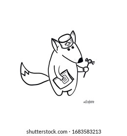 stop virus illustration hand drawn fox doctor