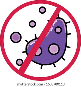 Stop Virus. Microbe, allergy bacteria, pathogen respiratory infection. Medical healthcare, microbiology concept. Coronavirus. Vector