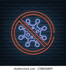 detener elementos vectores de signos de neón de virus