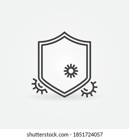 Stop Virus Outline Vector Icon. Antibacterial Protection Concept Line Symbol Or Design Element