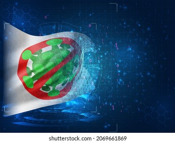 detener el indicador de virus y vector pandémico 3d en fondo azul con interfaces hud
