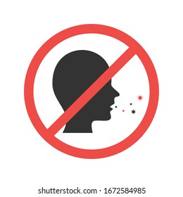  Detener el virus. Icono de vector de cuarentena. Ningún signo de estornudo se aísla sobre un fondo blanco