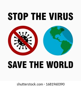 Stop the Virus Save the World Icon. Vector Image.