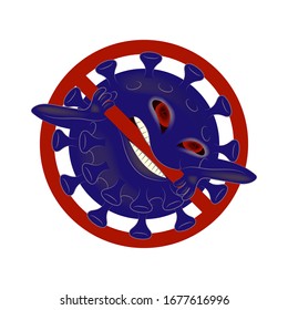 Stop the virus sign. Image of the virus in the forbidden sign. Caution coronavirus. Corona Virus 2020. COVID-19. Vector illustration. Isolated on white background.