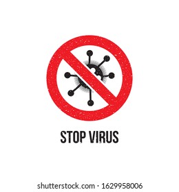 Stop virus sign isolated on white background. Vector illustration
