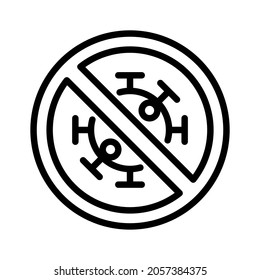 Stop virus sign. Stroke outline style. Vector. Isolate on white background.