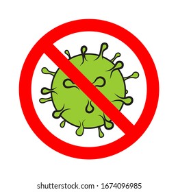 Stop virus vector prohibition sign. No bacteria epidemic. Global biohazard caution.