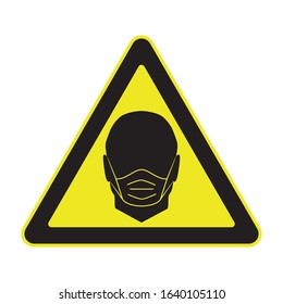Stop virus. Vector sign - man face with mask. Breathing mask to prevent virus and diseases.