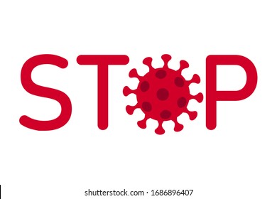  Detener el virus. Parada de palabras en relación con el coronavirus. Restricción, prohibición. Ilustración del vector