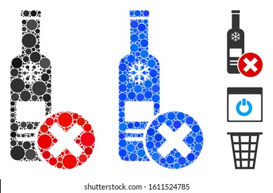 Stop vodka drinking mosaic of small circles in variable sizes and color tints, based on stop vodka drinking icon. Vector small circles are united into blue mosaic.