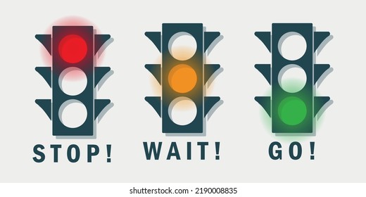 Stop Wait Go, vector set of all traffic light signals, traffic, project and business symbols